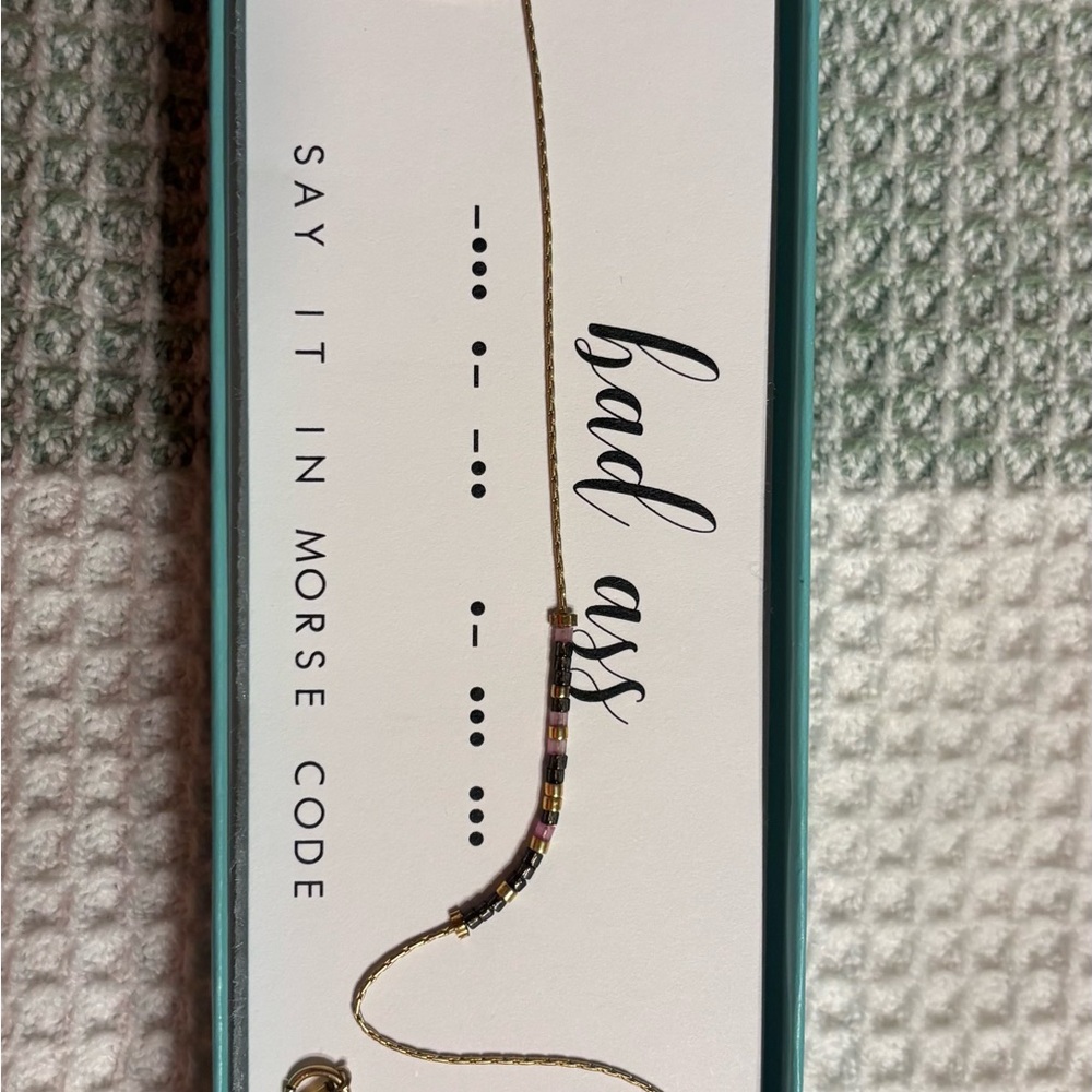 Morse Code Necklace in Gold and Purple